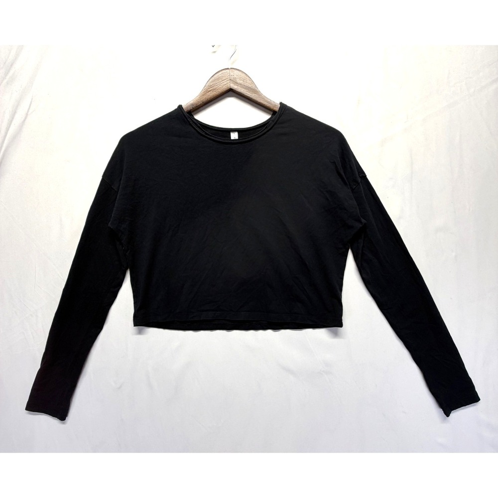 Fabletics Cropped T Shirt Womens 2XS‎ Black Round Neck Athleisure Gym Training